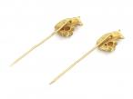 Matching pair of diamond set wolf stick pins in yellow gold