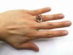 1940s 18kt rose gold ruby set modernist cocktail ring