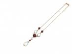 Arts and Crafts Aquamarine & Almandine Garnet Drop Necklace in Gold