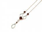 Arts and Crafts Aquamarine & Almandine Garnet Drop Necklace in Gold