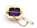 Amethyst & Old Mine Cut Diamond Brooch in Yellow Gold