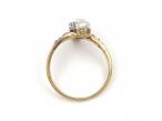 French Belle Époque Diamond & Pearl Vertical Three Stone Ring