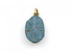 Ancient Egyptian blue faience scarab beetle pendant