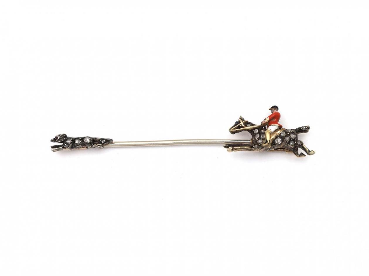 Mappin & Webb diamond horse and fox pin