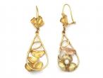 Art Nouveau yellow and rose gold floral drop earrings