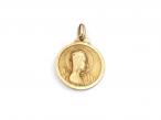 Religious 14kt yellow gold plated circular pendant