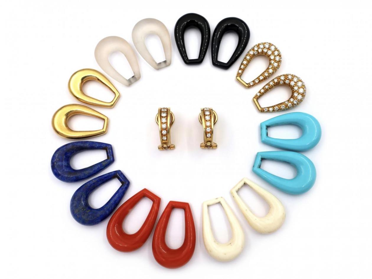 1980s set of interchangeable earrings in 18kt yellow gold
