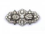Art Deco openwork diamond and emerald plaque brooch