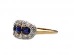 Edwardian sapphire and diamond three stone cluster ring