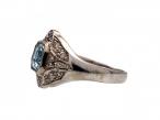 Vintage Aquamarine & Diamond Cluster Ring in 18kt White Gold