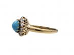 Antique turquoise and diamond coronet cluster ring in 18kt yellow gold