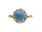 Antique turquoise and diamond coronet cluster ring in 18kt yellow gold