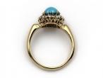 Antique turquoise and diamond coronet cluster ring in 18kt yellow gold