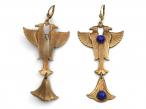 1920s Egyptian Revival Lapis Lazuli & Plated Steel Falcon Earrings