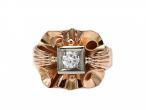 1940s Diamond Flare Cocktail Ring in Rose Gold