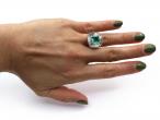 Vintage Colombian emerald and diamond ballerina cluster ring