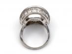 1940s American diamond set globe ring in platinum