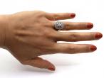 Late Edwardian rectangular open cushion shape cluster ring