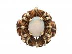 Retro woven gold and precious opal dress ring in 14kt yellow gold