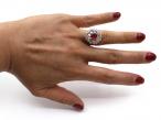 1950s ruby and diamond vertical cluster ring in 18kt white gold
