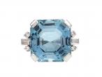 Vintage 10ct Aquamarine & Diamond Cocktail Ring