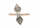 Antique diamond set bow ring in platinum and rose gold