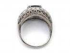 Art Deco Sapphire & Diamond Bombe Cluster Ring in Platinum