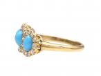 1905 Turquoise & Diamond Three Stone Cluster Ring in Gold