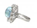 Vintage Cabochon Aquamarine & Diamond Fancy Cluster Ring