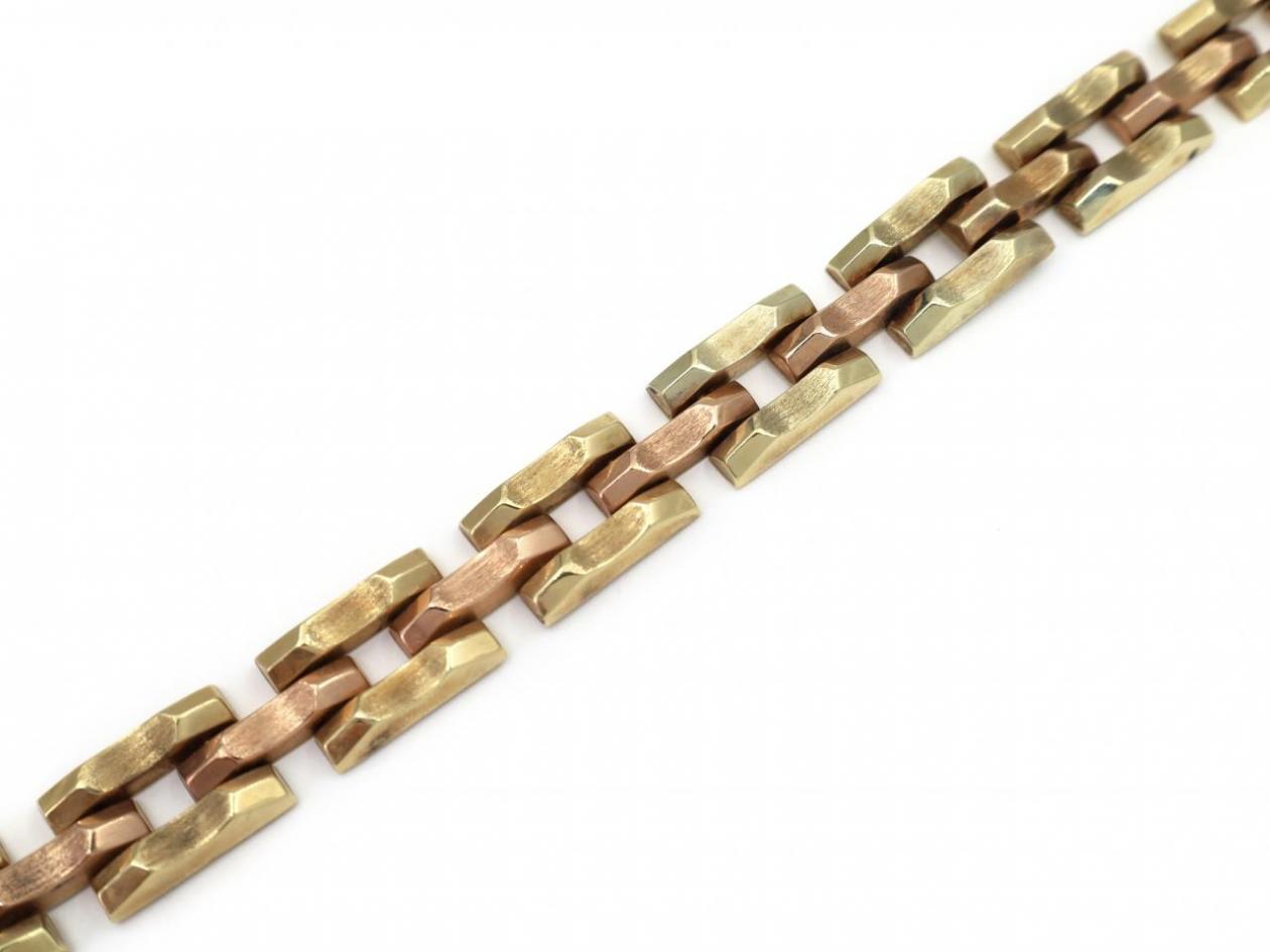 1960s Hungarian 14kt rose and yellow gold textured bracelet