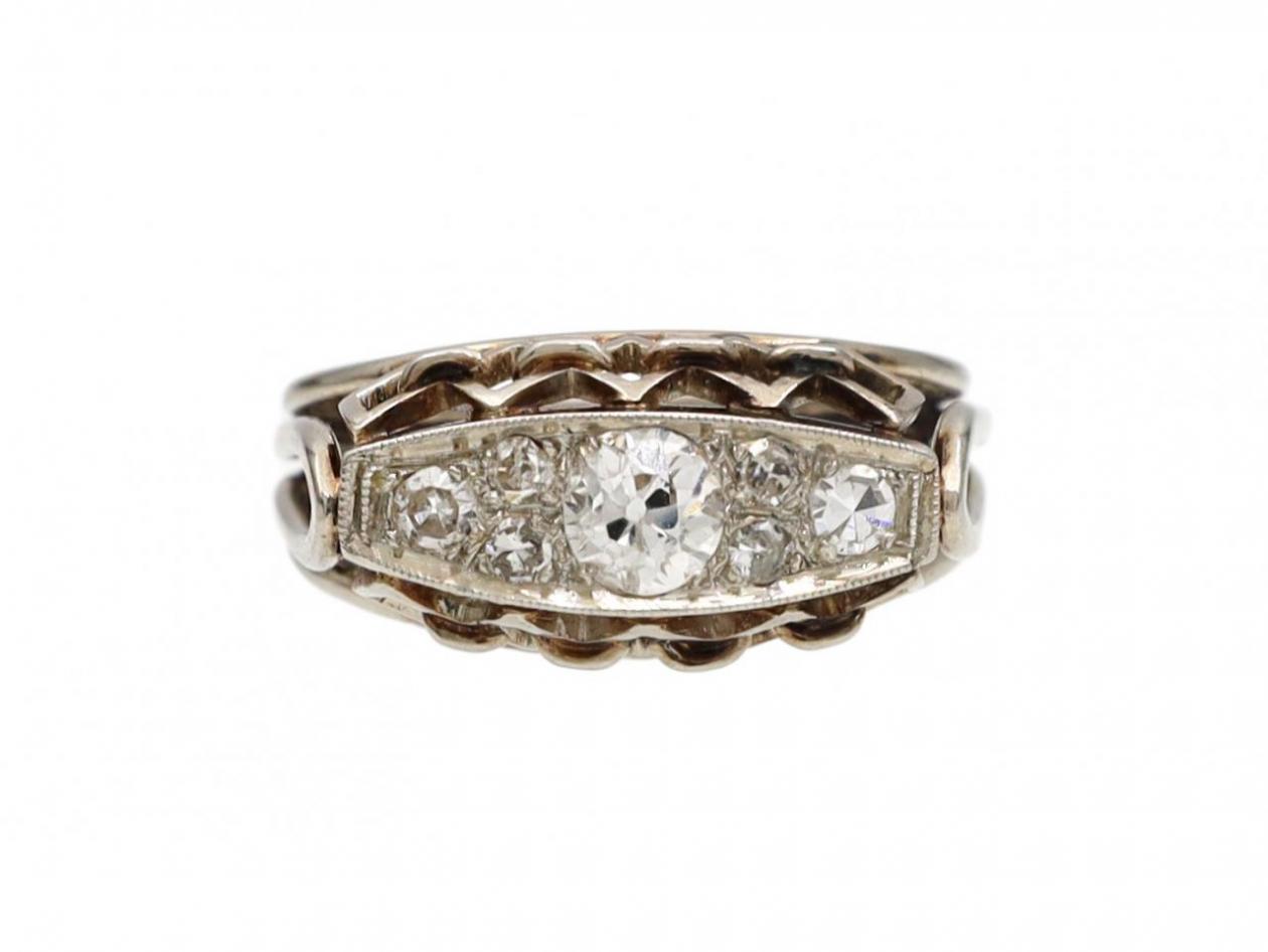 Vintage diamond set wirework ring in 18kt white gold