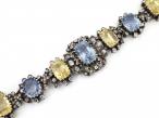 Antique French natural Ceylon blue and yellow sapphire and diamond bracelet/choker