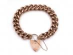 Antique solid 9kt rose gold curb bracelet with heart lock