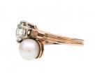 Edwardian toi et moi diamond and pearl twist ring in rose gold