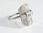 Art Deco diamond shield ring in platinum