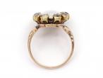 Antique Oval Opal & Diamond Cluster Ring in Yellow Gold