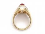 Retro Ruby Cabochon & Diamond Star Signet in 18kt Yellow Gold
