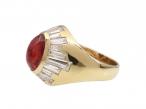 Retro Ruby Cabochon & Diamond Star Signet in 18kt Yellow Gold