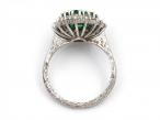 Vintage Diamond & Emerald Target Cluster Ring in 18kt White Gold