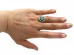 Vintage Diamond & Emerald Target Cluster Ring in 18kt White Gold
