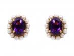 Vintage Amethyst & Pearl Cluster Earrings