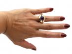1980s buff top amethyst modernist ring in 18kt yellow gold