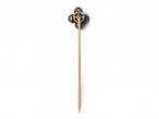 Vintage Quatrefoil Hematite Stickpin in Yellow Gold