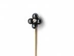 Vintage Quatrefoil Hematite Stickpin in Yellow Gold