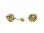 Dutch 14kt Yellow Gold Open Floral Ball Stud Earrings