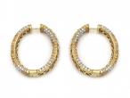 Vintage Yellow Sapphire & Diamond Hoop Earrings in 18kt Gold