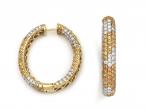 Vintage Yellow Sapphire & Diamond Hoop Earrings in 18kt Gold