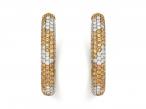 Vintage Yellow Sapphire & Diamond Hoop Earrings in 18kt Gold