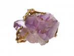 Vintage amethyst geode crystal dress ring in 18kt yellow gold