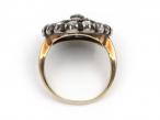 Early Victorian Rose Cut Diamond Circular Cluster Ring in Silver on Gold